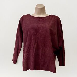 VTG West Bay Sport Leathers Saks Fifth Ave Suede Dolman Top Womens M Burgundy